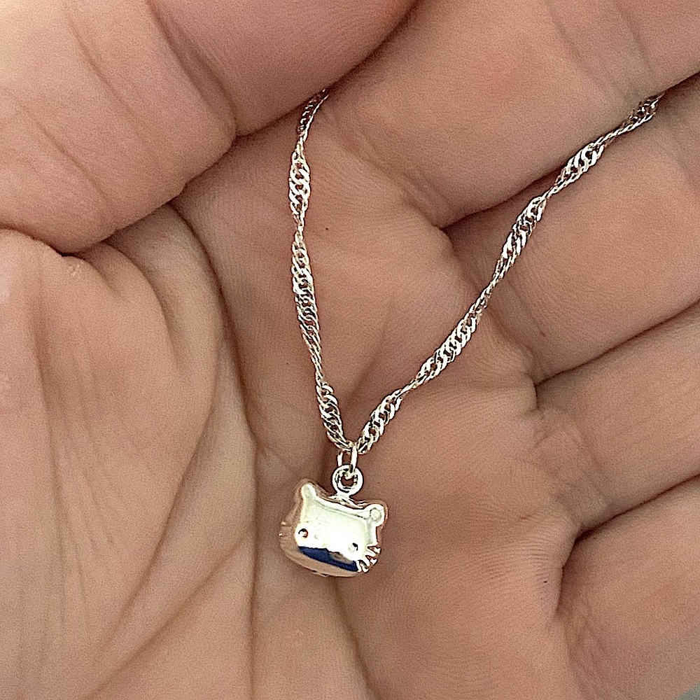 Hello Kitty Sterling Silver Pendant Handmade Necklace - Picture 3 of 3